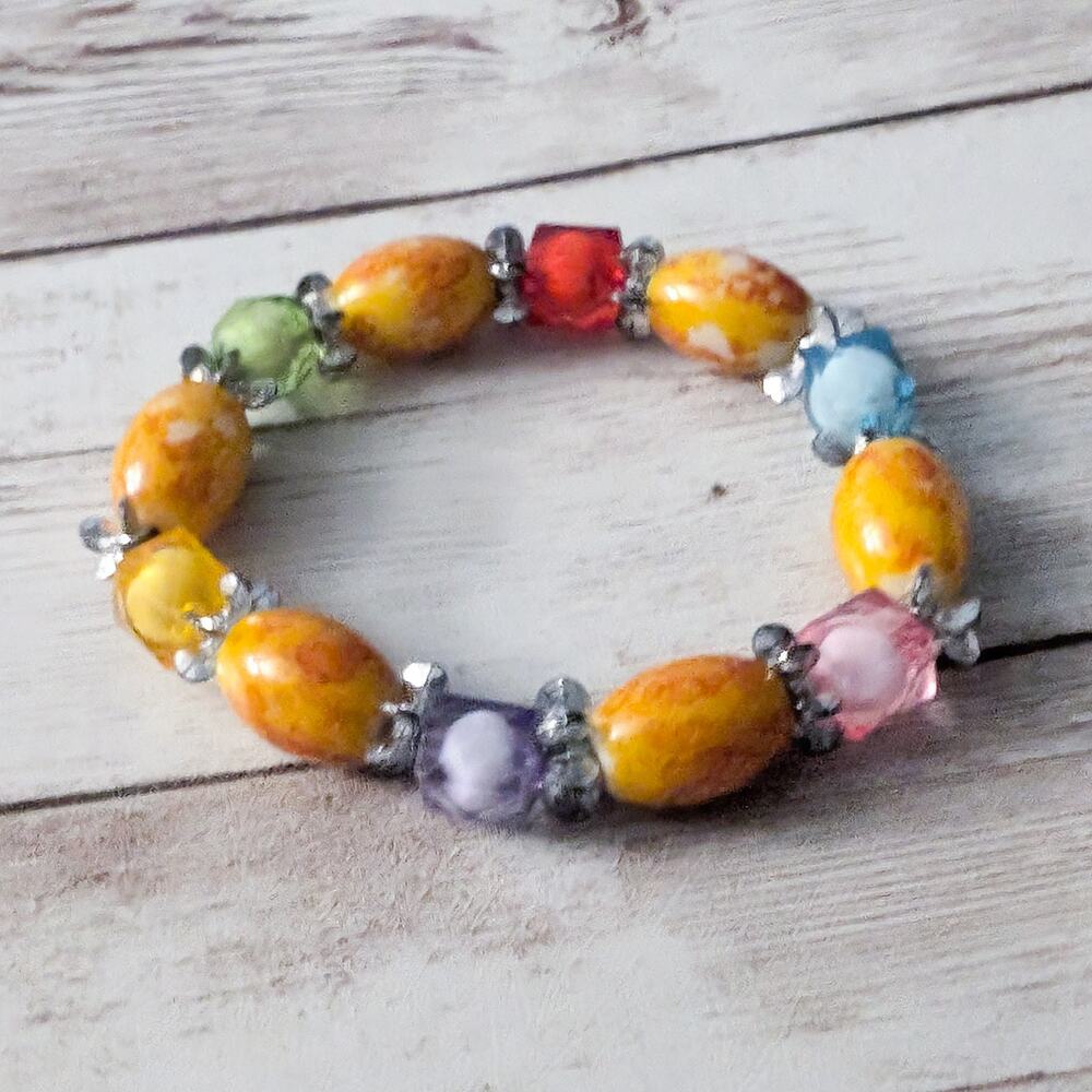 Vintage Stretch Bracelet Multi Tone